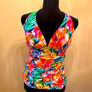 Into the Bleu floral print tankini in size 12.